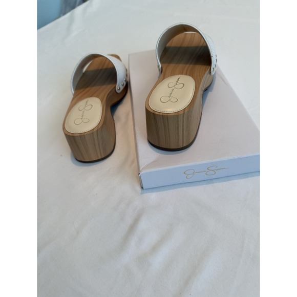 Women JessicaSimpson Shoe8m White Slipon With Chunky Hill Wedge Sole For Comfort - Picture 2 of 7
